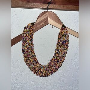 Multi color beaded bib necklace. Made in Italy